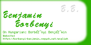 benjamin borbenyi business card